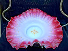 Victorian Brides Wedding Basket Pink Art Glass Bowl W Silverplate Frame
