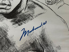 Rare 1979 Muhammad Ali Autograph Signed  Drawing Boxing Poster 18 x 24   Carson 
