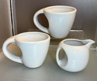 Unique And Rare Essex - Jp Designs 2  12oz  Coffee  tea Mugs And 1 Creamer White