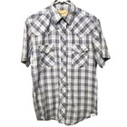 Wrangler Mens Western Pearl Snap Plaid  Short Sleeve Shirt Size Medium