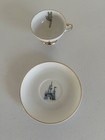 Vintage Walt Disney Disneyland Castle Tinkerbell Footed Tea Cup Saucer Gold Trim