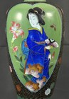 Rare Antique Japanese Meiji Cloisonne 12    Bijin Ginbari Enamel Vase Butterflies