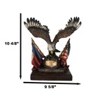 Bald Eagle On Globe With Texas   American Flags Figurine One Nation Under God