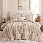 Queen Faux Fur Soft Comforter Set  Fluffy Linen Rabbit Fur Comforter