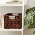 Small Woven Abaca Crate Handwoven Decorative Basket  Lacquered Brown