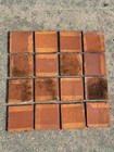 Vintage Cobalt Blue Talavera Mexico Hand Painted Red Clay Tiles 4x4    Set Of 16