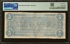 Pmg Chunc63 T-69  5 1864 Confederate States Civil War Obsolete Banknote Currency