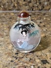 Vintage Oriental Asian Geisha Girl Reverse Painted Snuff Bottle