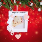 Polarx Baby s Girl First Picture Frame Tree Ornament Newborn Bottle Rattle Heart
