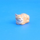 Hagen Renaker Miniature Sleepy Fluffy Cat Vintage Orange Cat Figurine