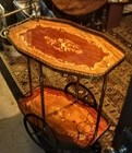 Vintage 1950s Italian Liquor Bar Cart Wood Inlay Mid Century Modern On Wheels