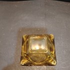 Vintage Amber Glass Small Square Ashtray  Rare Size 3 5   