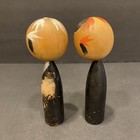 2 Japanese Kokeshi Wood Vintage Sosaku Wooden Doll Figurine Hand Carved