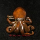 Chinese Boxwood Hand Carved Octopus Fish Statue Netsuke Gift Collection Figure