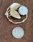 Lovely Small Vintage Victorian Art Nouveau Revival Gold Tone Carved Flower