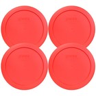 Pyrex 7201-pc 6  Red Round Replacement Cover Lid New For 4 Cup Glass Bowl 4pk