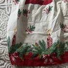 Vintage Christmas Cotton Waist Apron One Size Candle Holly Print Pocket