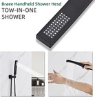 Bathroom Square Matte Black Solid Brass Hand Held Shower Head With Wall Connecto