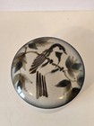 Hand Made Art Pottery Stenciled Chickadee Bird Trinket Box Signed