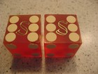 Sands Hotel Casino Las Vegas Pair Of Red Dice W green Logo White Letters