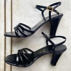 Vintage Black Leather Strappy Sandel