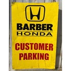 Vtg Barber Honda Car Dealership Dealer Customer Parking Metal Sign 24x36 2 Sided
