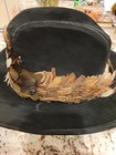 Vintage 80s Black Felt Fedora Hat Size 7 1 2 Feather Band Made In Korea Stage Co