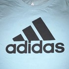 Adidas Boys Size M  10 12  Blue Logo Short Sleeve Crew Neck Cotton T-shirt