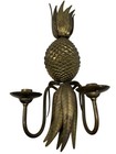 Vintage Mcm Large Brass Double Arm Pineapple Wall Sconce Candle Holder 22 5   