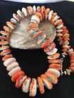 Orange Spiny Oyster Turquoise Navajo Indian Sterling Silver Necklace 22  03607