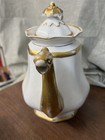 Antique French Old Paris Porcelain Gold White Teapot Serpent Head Spout