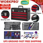 Workpro 408 Piece Mechanics Tool Set W 3-drawer Metal Case Socket Wrench Set New