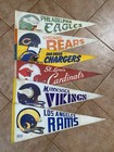Huge Lot 153 Vintage Sports Pennants Nfl Nba Mlb Nhl 70s 80s 90s  Stained  Read 