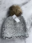 Justice Girls Fuzzy Sherpa Fleece Initial Letter M Beanie Hat Winter Cap New