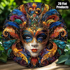 Mardi Gras Venetian Mask Wall Art Colorful Carnival Face Aluminum 8x8  Decor