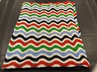 Handmade Crochet Knit Afghan Throw Blanket Stripe 80  X 60  Multi-color Vintage