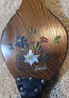 Vintage Hand Painted Flowers Fireplace Bellows 13 5  Wooden With Brass Tip