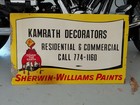 C 1960s Original Vintage Sherwin Williams Paint Sign Metal 2 Sided Cover Earth 