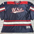 Steve And Barrys Usa United States Stitched Satin Hockey Jersey  8 Mens Medium