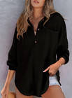 Women Waffle Knit Tops Henley Shirts Long Sleeve V Neck Solid Color Casual Tunic