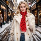Red And Black Polka Dot 50s Chiffon Scarf Sheer Square Polka Dot-red Black