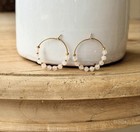 Half Rose Quartz Hoop Earrings