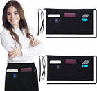Server Aprons With 5 Pockets  2 Pack      Commercial Grade Black Waist Aprons F   