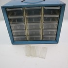 Vintage Akro-mils 15 Drawer Cabinet Blue Metal Small Parts Storage Bin Organizer