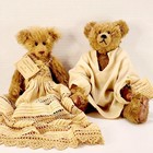 2 Vtg Artist Hand Crafted Mohair Teddy Bears Jointed Shoe Button Eyes 12    14 