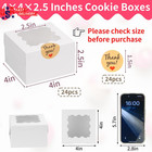 24pcs White Cookie Boxes  4x4x2 5 Inches Bakery Boxes With Window  For Mini Cake