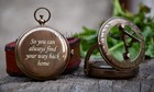 Brass Sundial Compass Antique Pocket Compass With Case Hiking Camping Map Reader