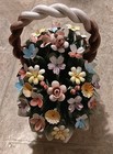Capodimonte Vintage Porcelain Flower Arrangement Basket Large  Made In Italy