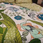 Anthropologie Queen Reversible Duvet W shams Boho Colorful Green Floral Birdsong