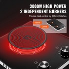 12 Inch Built-in Electric Cooktop Radiant Ceramic Cooktop 2 Burners 3000w